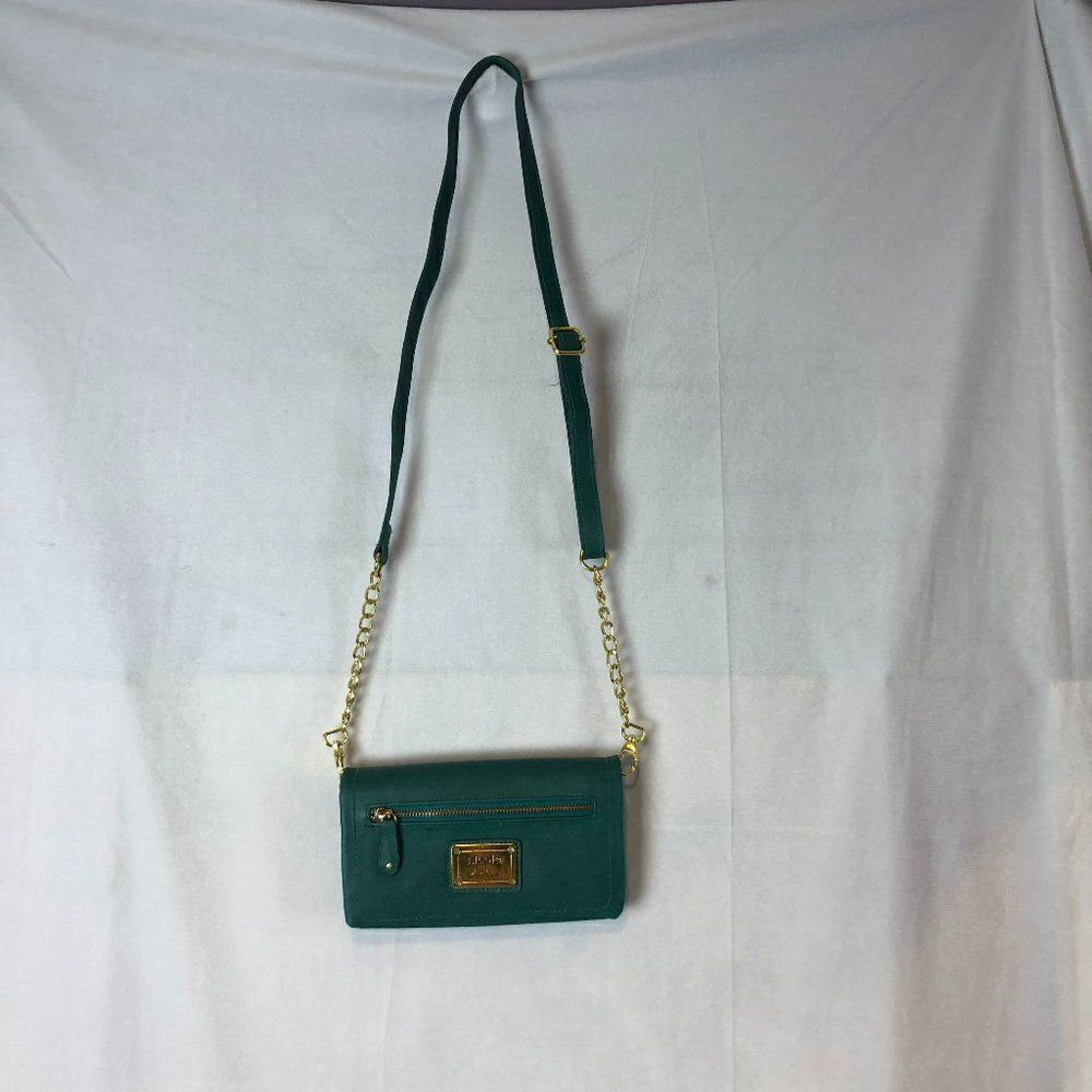 Nicole Miller Small Crossbody Purse Green with Gold Hardware